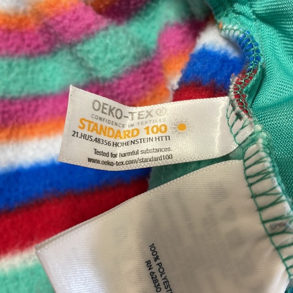 Lands' End Heritage Fleece T-Snap Stripes Pullover Jacket Size L/P 14-16 Pockets - Picture 12 of 13